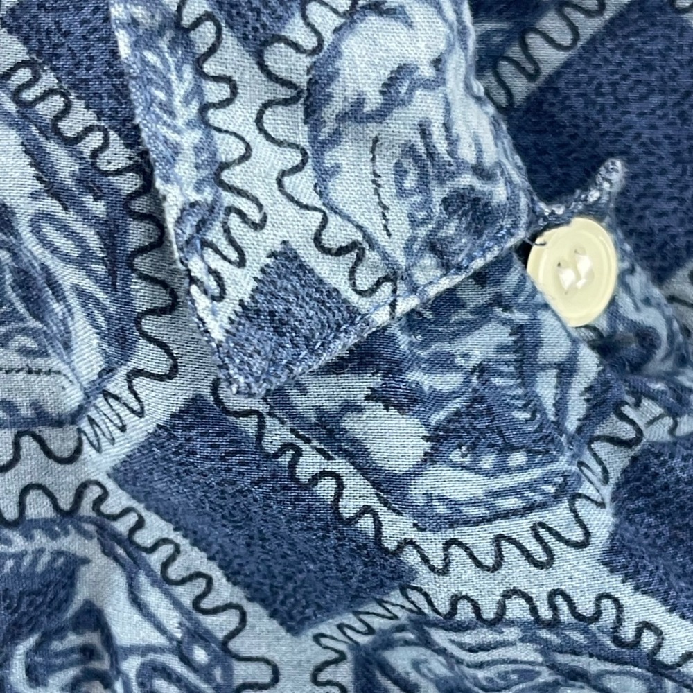 Y2K UTILITY‎ WEAR Boys XL Blue Dragon Print Short Sleeve Button Up Shirt - Picture 3 of 10